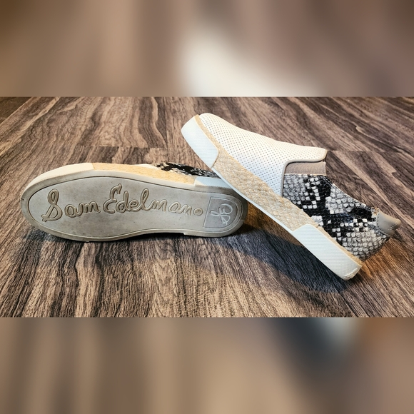Sam Edelman Banks Espadrille Slip-On Sneakers White Snakeskin Size 6 - Picture 6 of 12